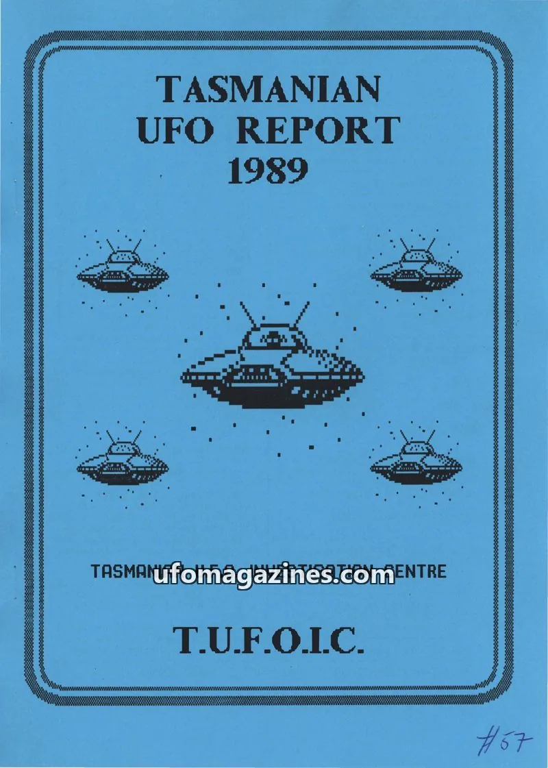 Cover of TUFOIC Newsletter issue 57: TASMANIAN UFO REPORT 1989