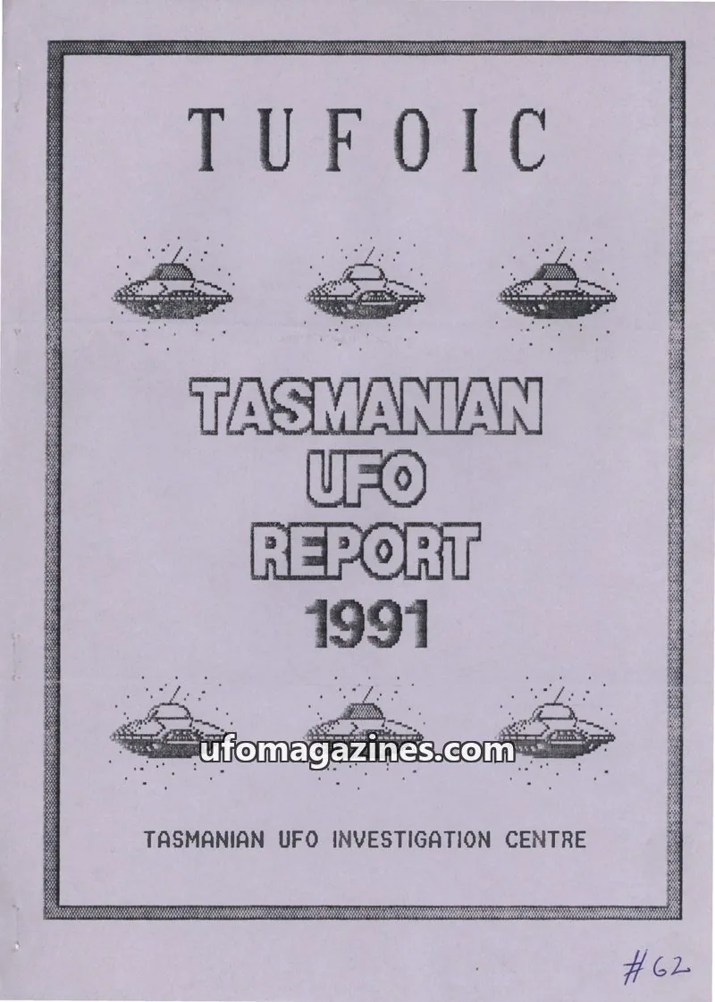Cover of TUFOIC issue 62: TASMANIAN UFO REPORT