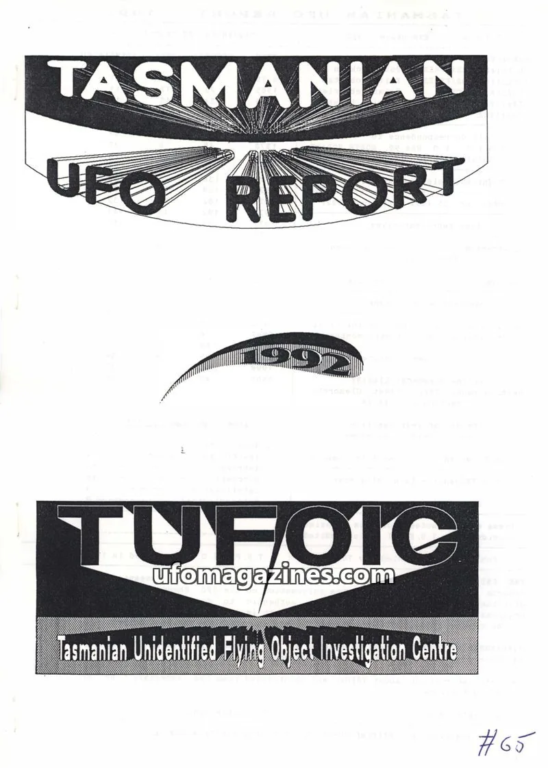 Cover of TUFOIC issue 65: TASMANIAN UFO REPORT
