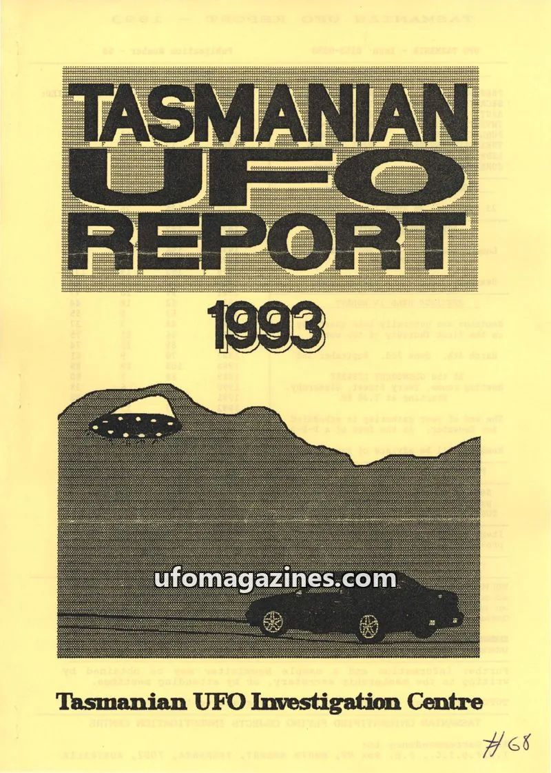 Cover of TUFOIC Newsletter issue 68: TASMANIAN UFO REPORT