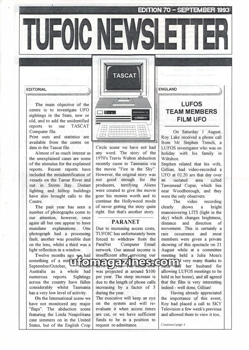 Cover of TUFOIC issue 70: TUFOIC NEWSLETTER