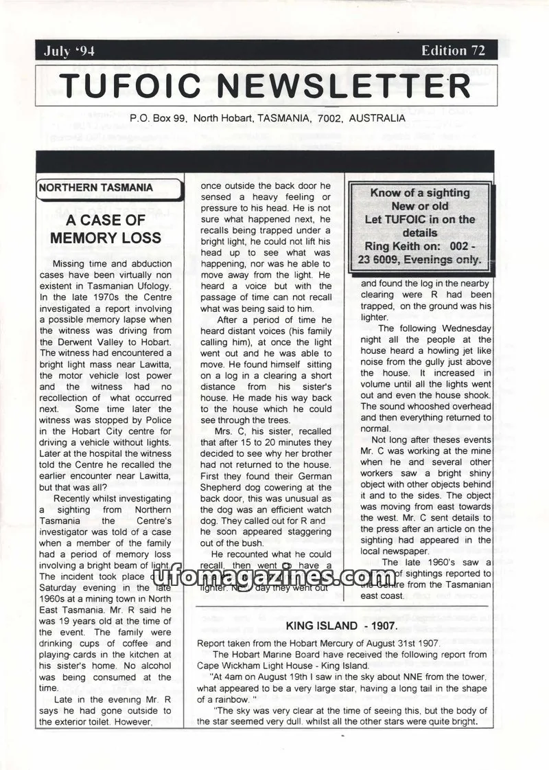 Cover of TUFOIC issue Edition 72: TUFOIC NEWSLETTER