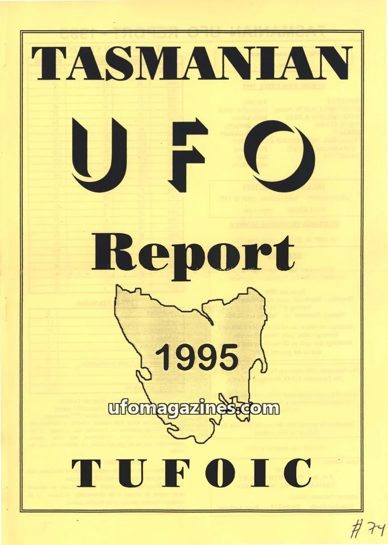 Cover of TUFOIC Newsletter issue 74: TASMANIAN UFO Report
