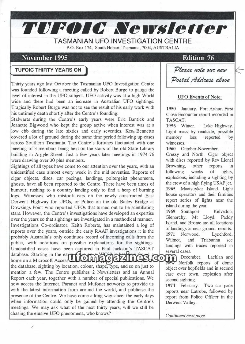 Cover of TUFOIC Newsletter issue 76: TUFOIC Newsletter