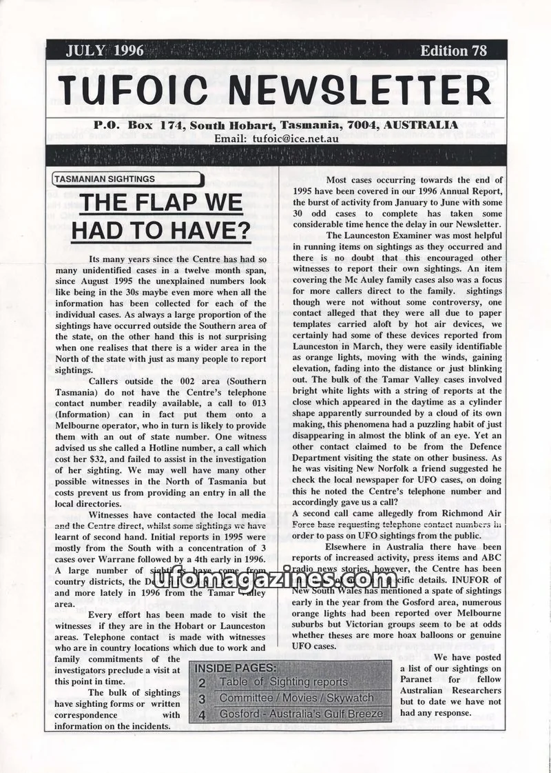 Cover of TUFOIC issue Edition 78: TUFOIC NEWSLETTER