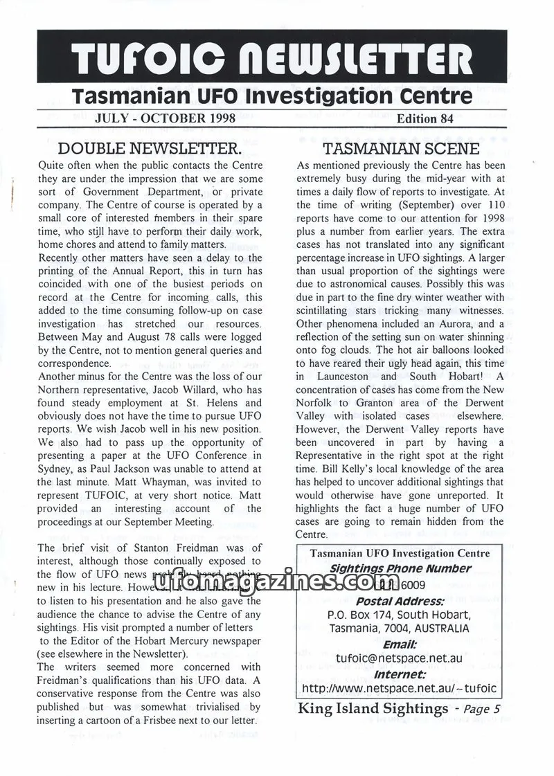 Cover of TUFOIC Newsletter issue Edition 84: TUFOIC NEWSLETTER