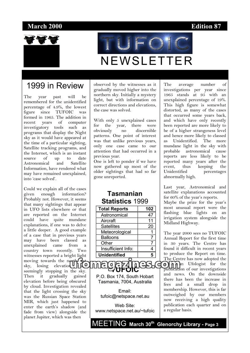Cover of TUFOIC issue 87: TUFOIC NEWSLETTER