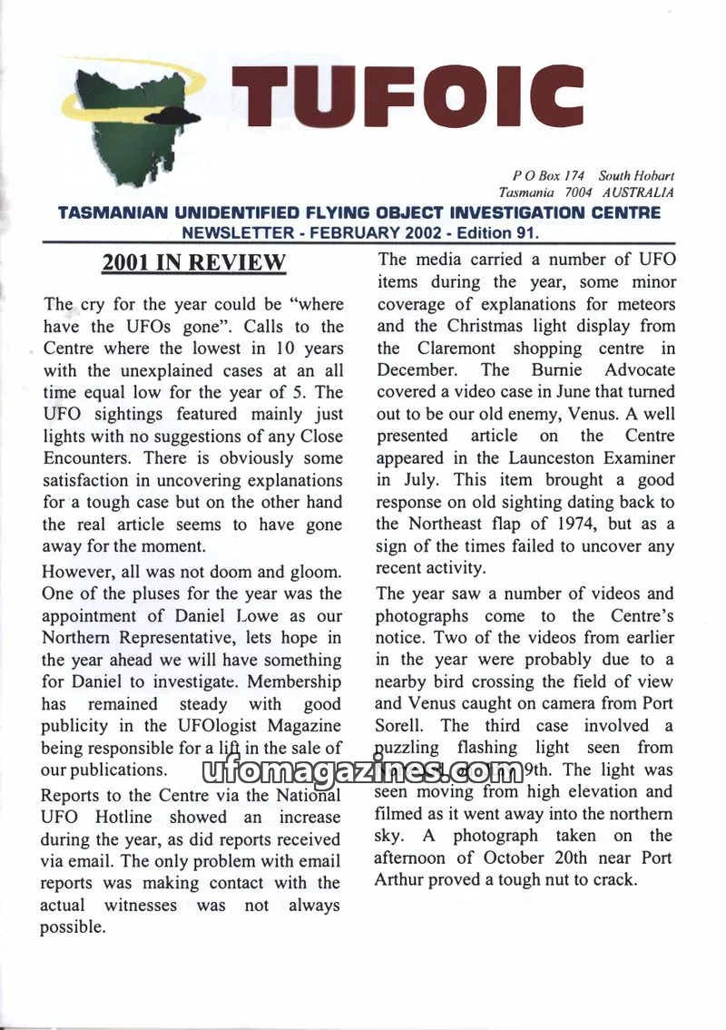 Cover of TUFOIC Newsletter issue Edition 91: TUFOIC