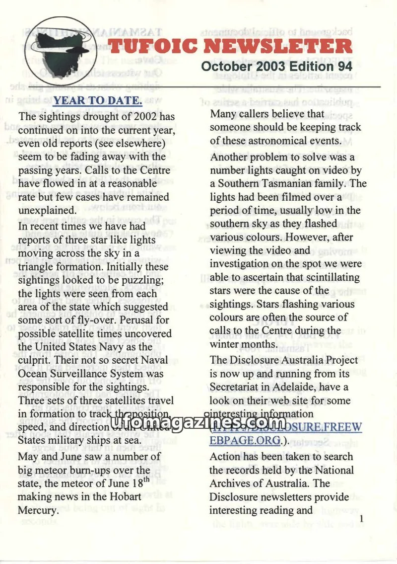 Cover of TUFOIC issue 94: TUFOIC NEWSLETTER
