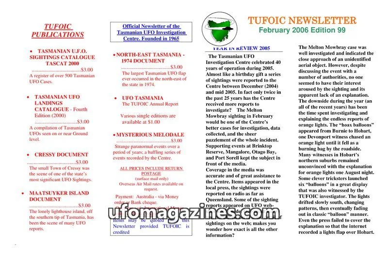 Cover of TUFOIC issue 99: TUFOIC NEWSLETTER