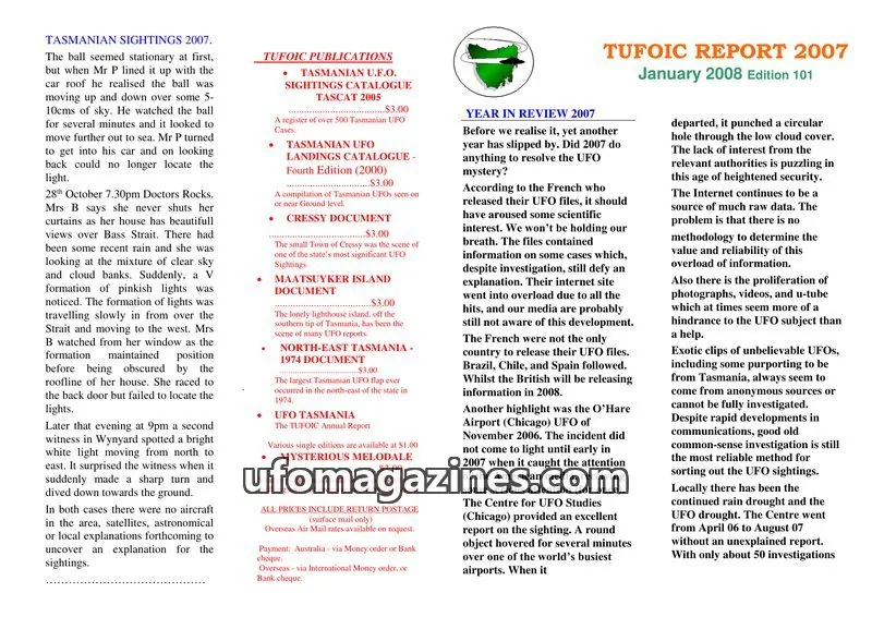 Cover of TUFOIC issue 101: TUFOIC REPORT 2007