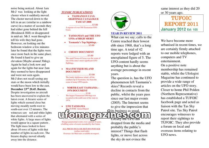 Cover of TUFOIC issue 105: TUFOIC REPORT 2011