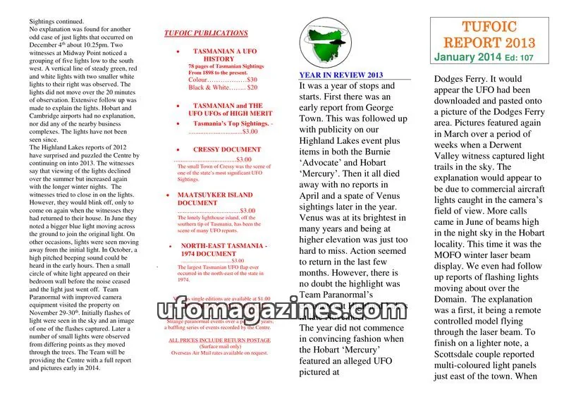 Cover of TUFOIC issue 107: TUFOIC REPORT