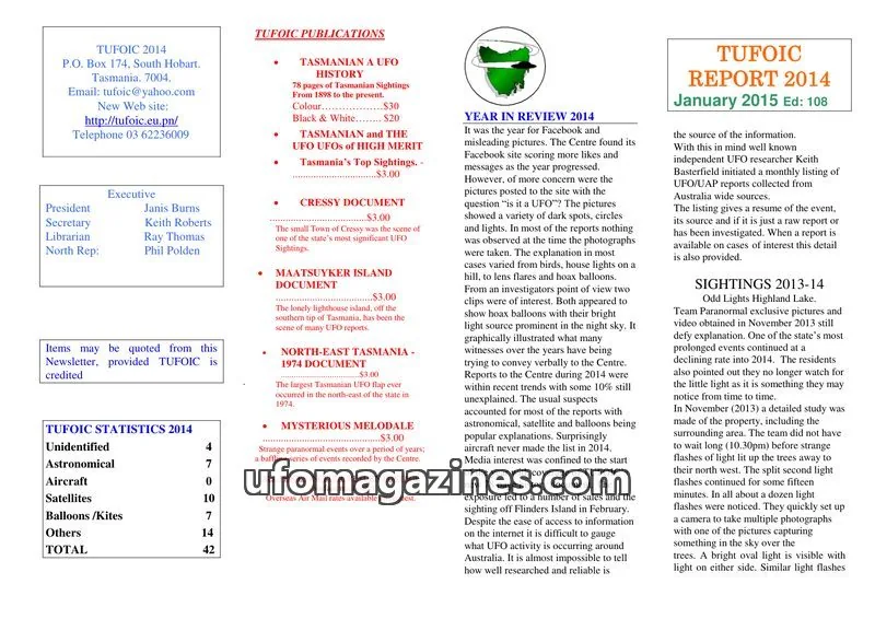 Cover of TUFOIC issue 108: TUFOIC REPORT