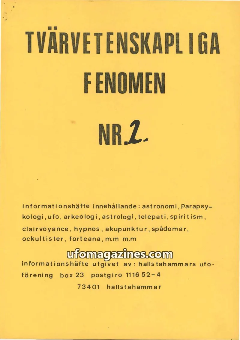 Cover of Tvarvetenskapliga fenomen issue NR.2.: TVÄRVETENSKAPLIGA FENOMEN