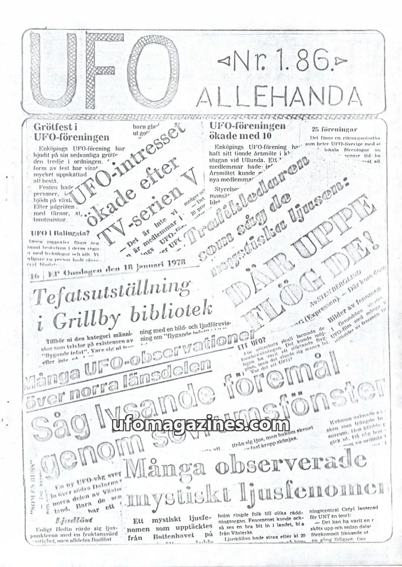 Cover of UFO Allehanda issue Nr. 1.86.: UFO Allehanda
