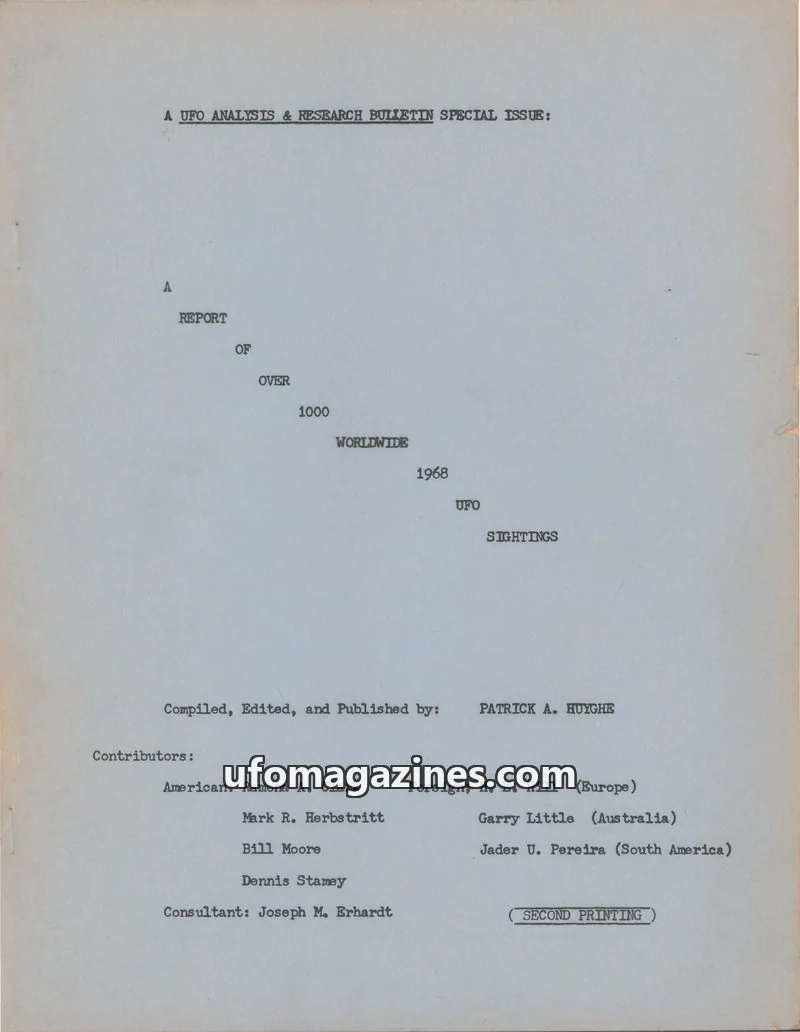 Cover of UFO Analysis & Research Bulletin (Patrick Huyghe) issue Vol. 1 No. 4: A UFO ANALYSIS & RESEARCH BULLETIN SPECIAL ISSUE