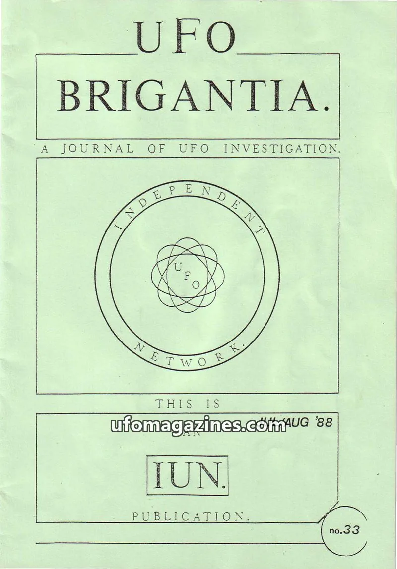 Cover of Independent UFO Network (IUN) issue 33: UFO BRIGANTIA
