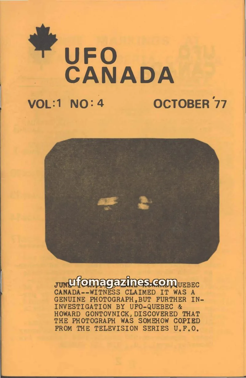 Cover of UFO Canada (Gontovnick) issue VOL:1 NO:4: UFO CANADA