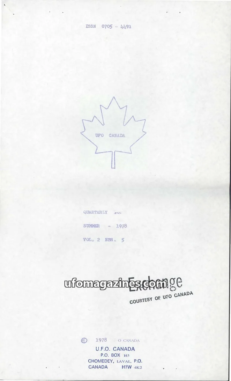 Cover of UFO Canada (Gontovnick) issue 5: UFO CANADA