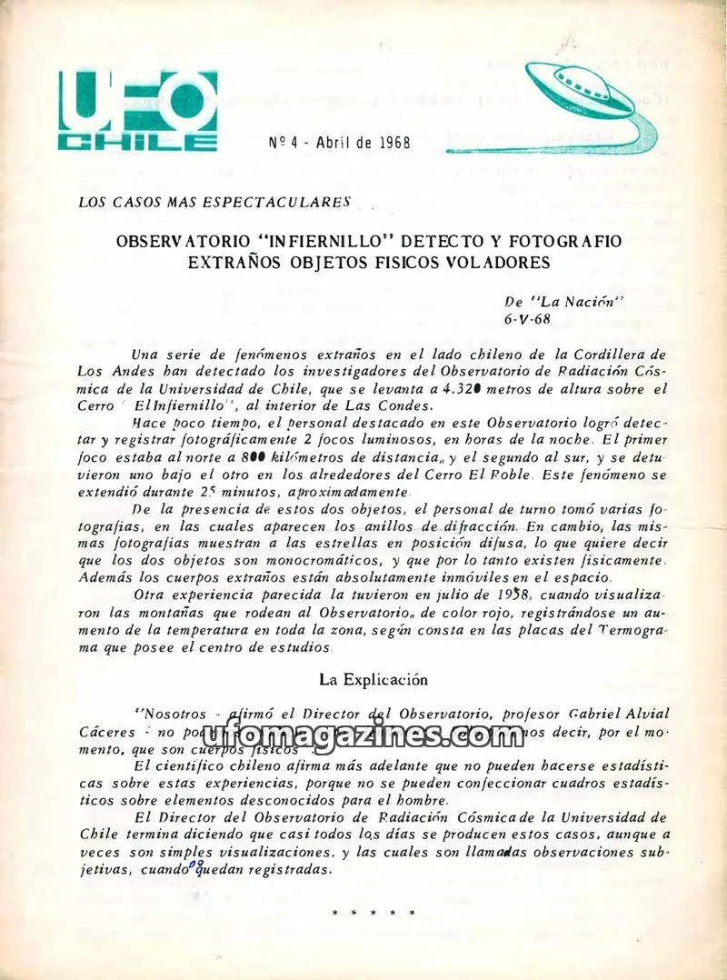 Cover of UFO Chile issue 4: UFO CHILE