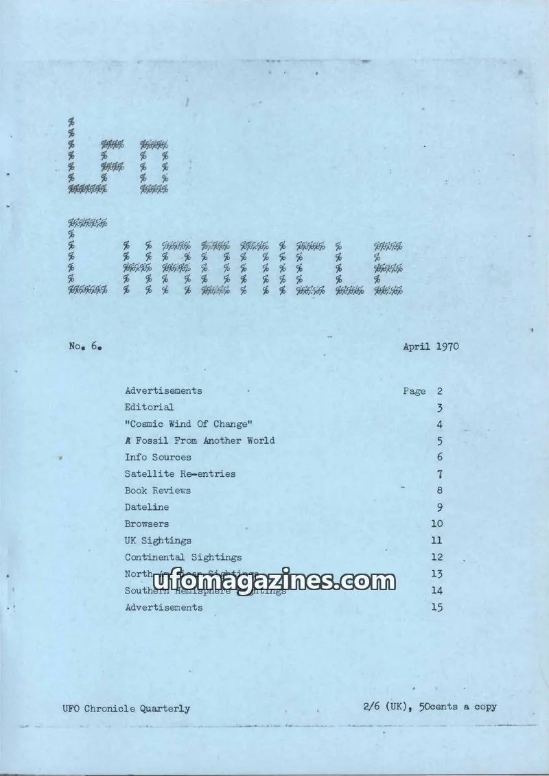 Cover of UFO Chronicle (Gordon Emery) issue 6: UFO Chronicle Quarterly
