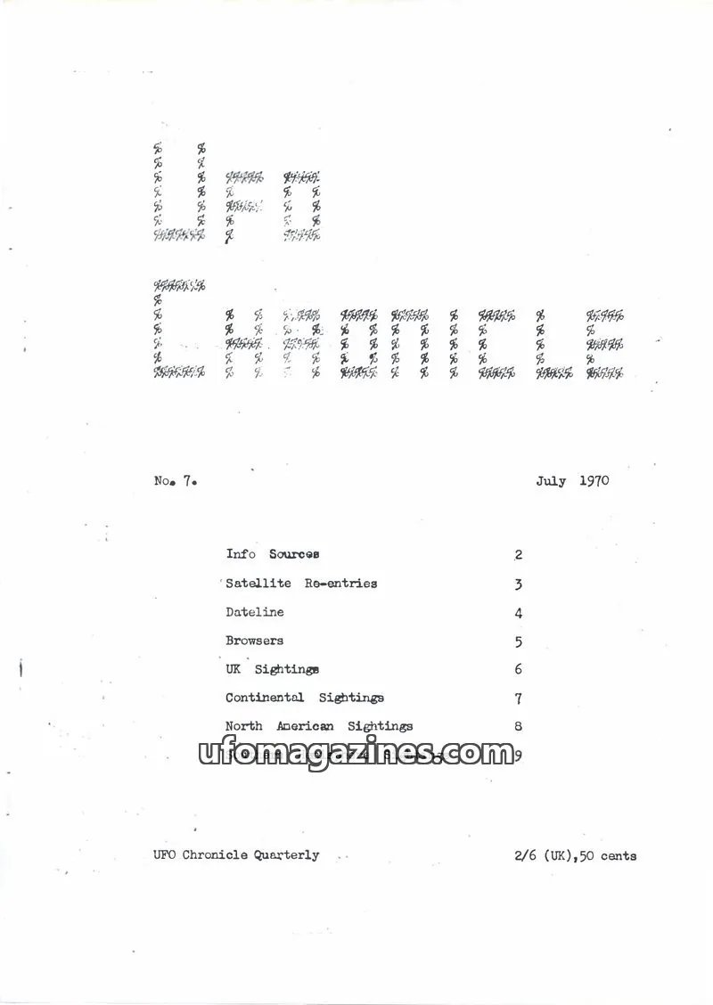 Cover of UFO Chronicle (Gordon Emery) issue 7: UFO Chronicle Quarterly