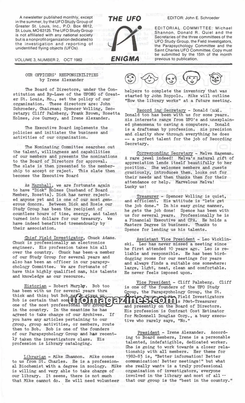 Cover of UFO Study Group of Greater St. Louis, Inc. issue 2: THE UFO ENIGMA