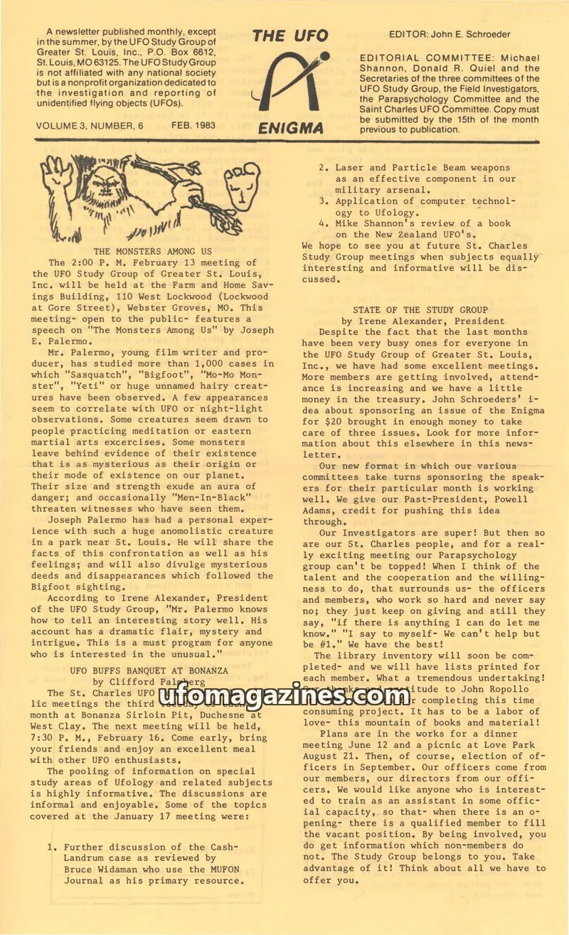 Cover of UFO Study Group of Greater St. Louis, Inc. issue 6: THE UFO ENIGMA