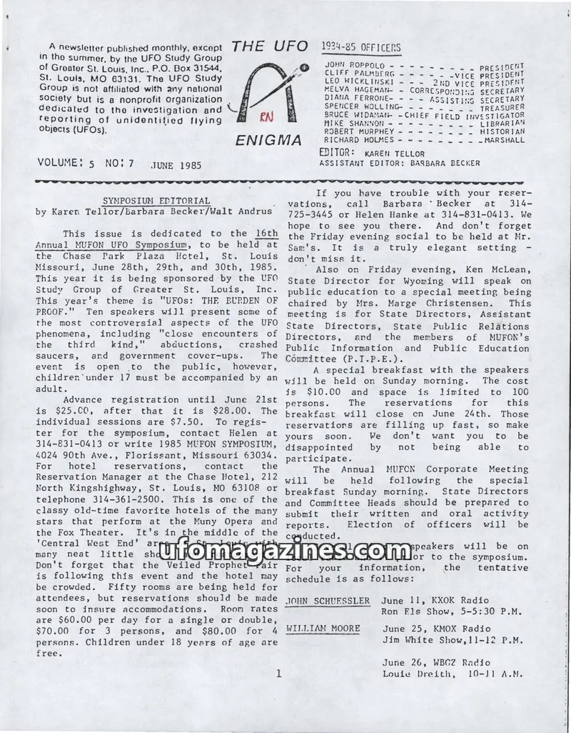 Cover of UFO Study Group of Greater St. Louis, Inc. issue 5 NO: 7: THE UFO