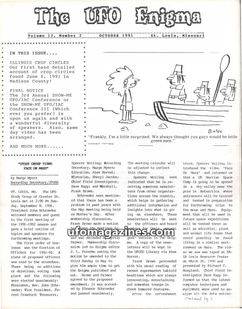 Cover of UFO Study Group of Greater St. Louis issue 2: The UFO Enigma