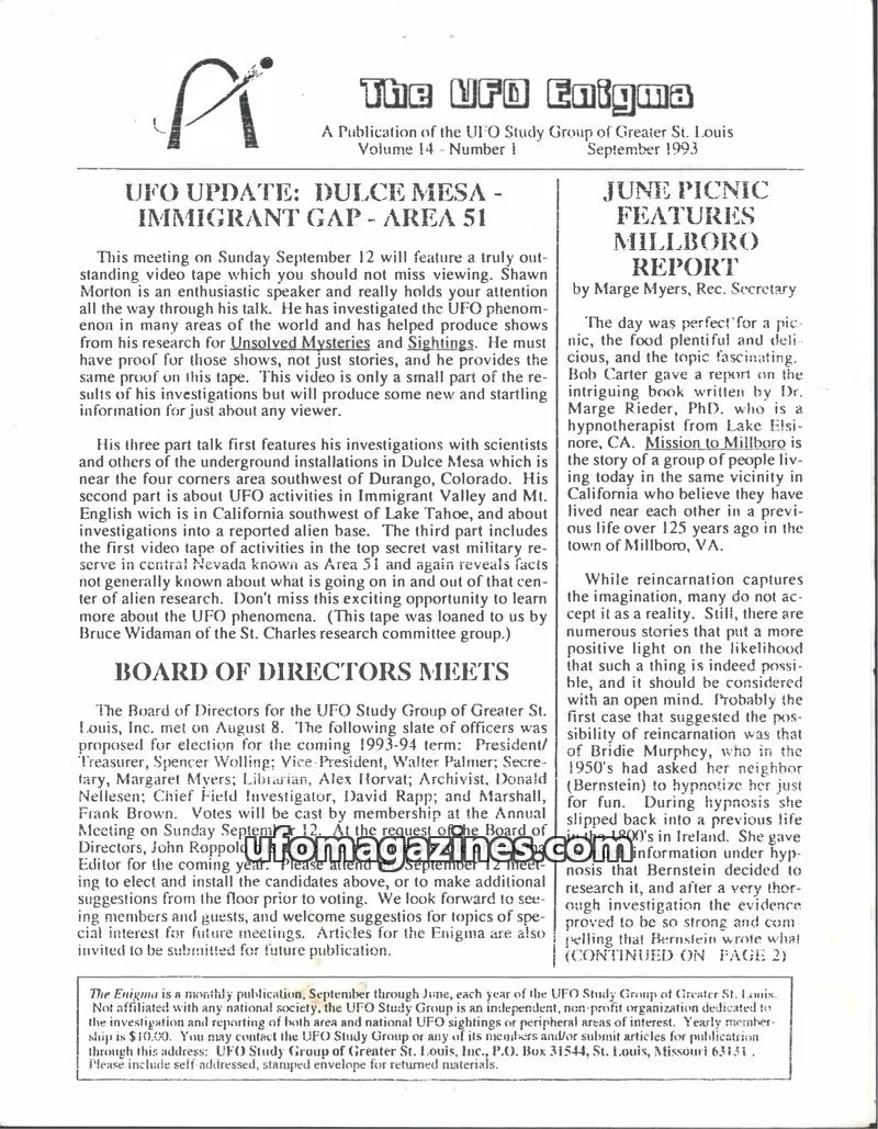 Cover of UFO Study Group of Greater St. Louis, Inc. issue 1: The UFO Enigma