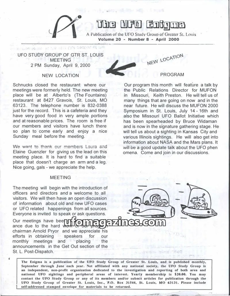 Cover of UFO Study Group of Greater St. Louis issue Number 8: The UFO Enigma
