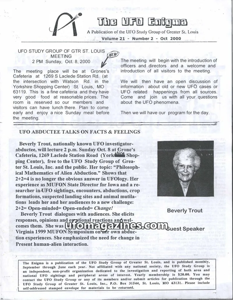 Cover of UFO Study Group of Greater St. Louis issue 2: The UFO Enigma