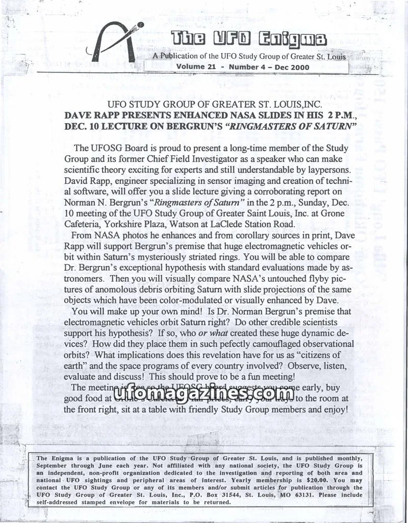Cover of UFO Study Group of Greater St. Louis, Inc. issue Number 4: The UFO Enigma