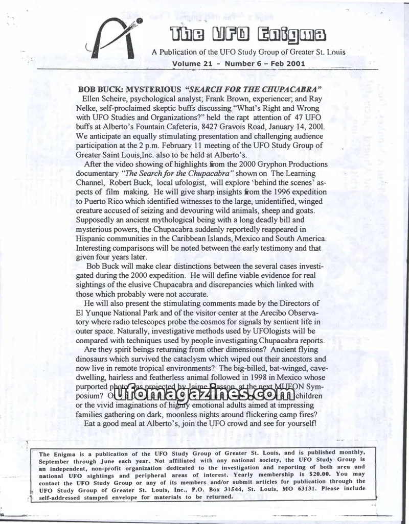 Cover of UFO Study Group of Greater St. Louis issue 6: The UFO Enigma