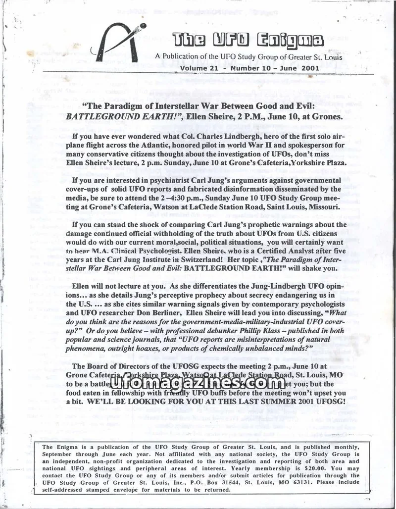 Cover of UFO Study Group of Greater St. Louis issue 10: The UFO Enigma