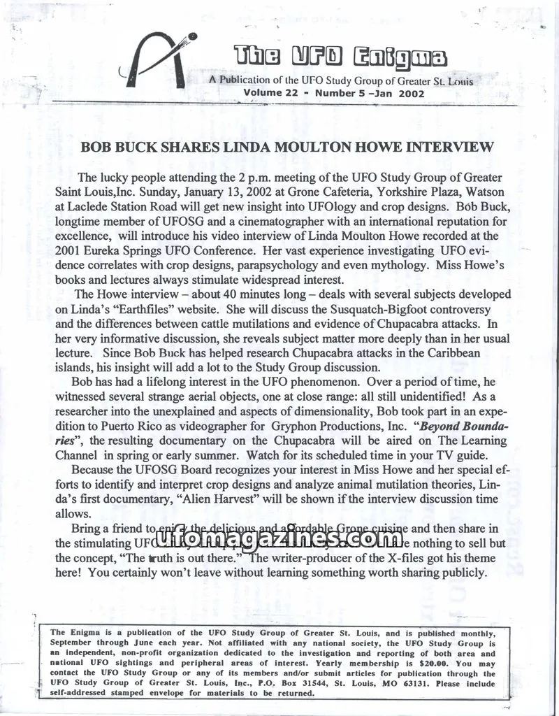Cover of UFO Study Group of Greater St. Louis issue Number 5: The UFO Enigma