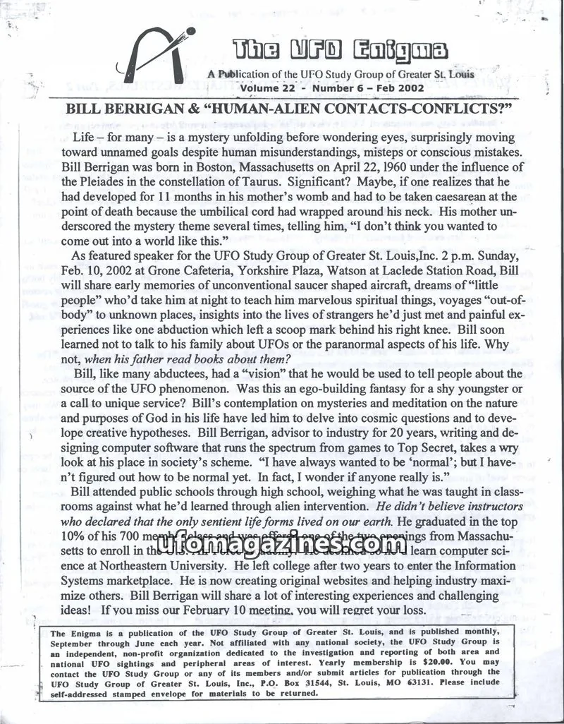 Cover of UFO Study Group of Greater St. Louis issue Number 6: The UFO Enigma
