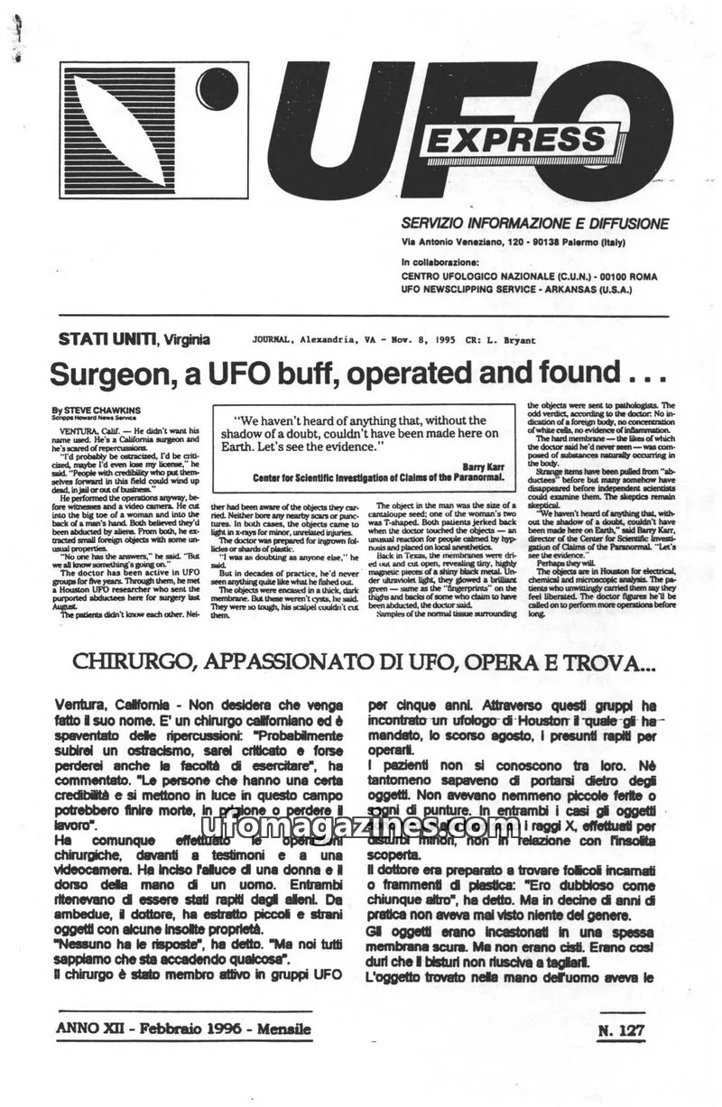 Cover of UFO-EXPRESS issue 127: UFO EXPRESS