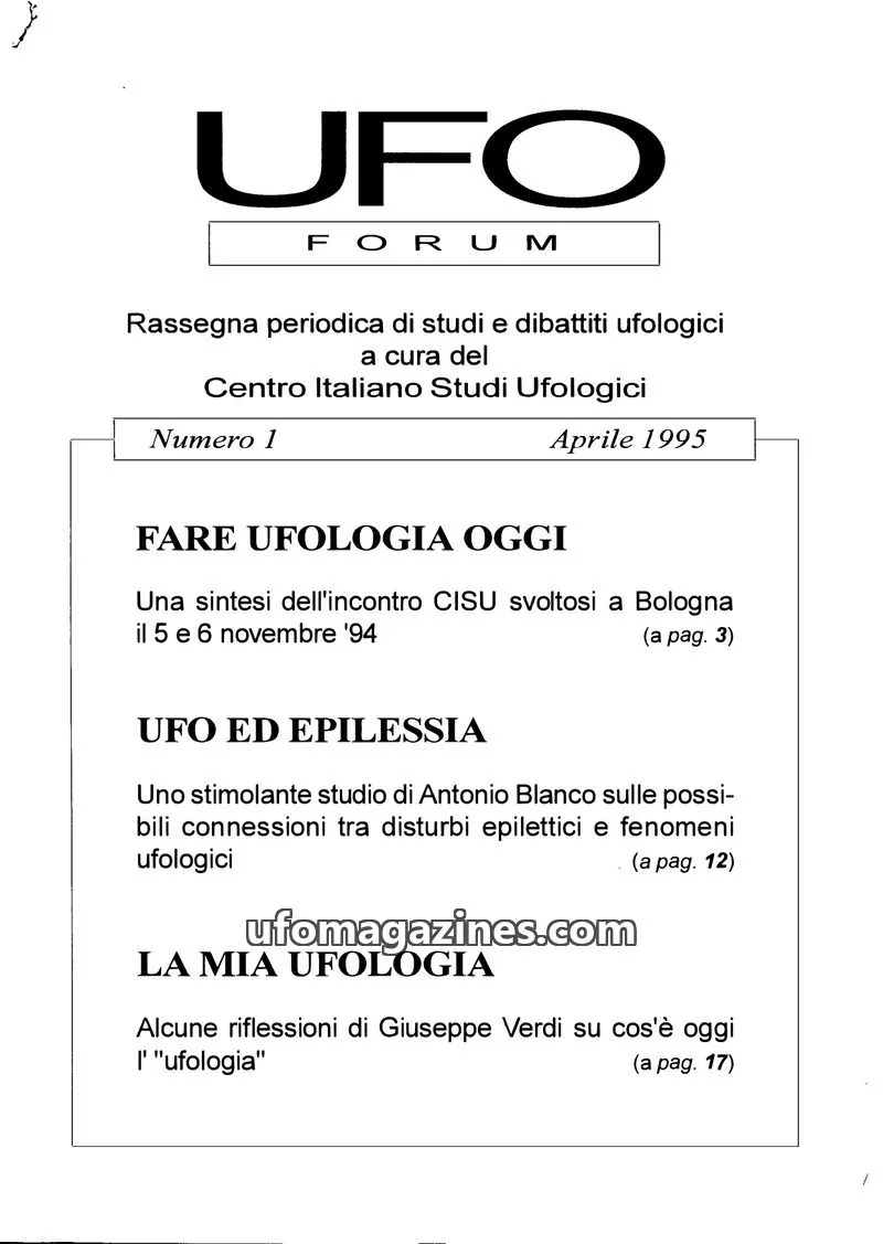 Cover of UFO Forum (CISU) issue 1: UFO FORUM