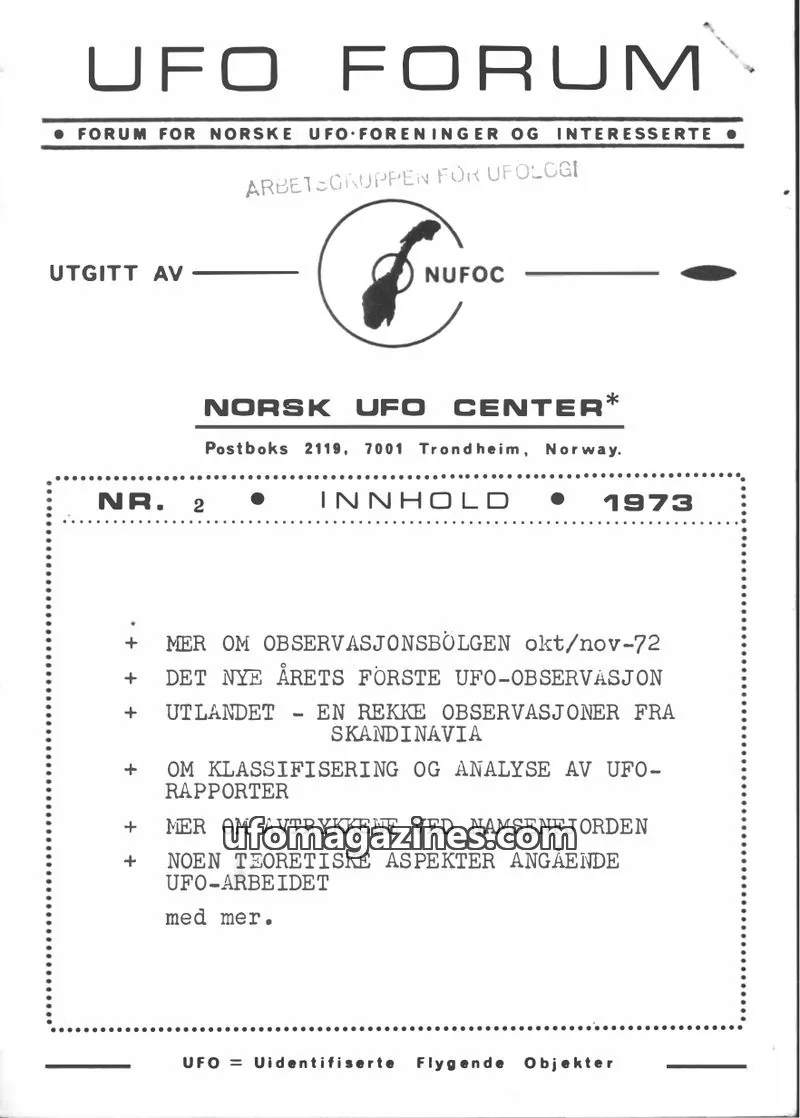 Cover of UFO Forum issue 2: UFO FORUM