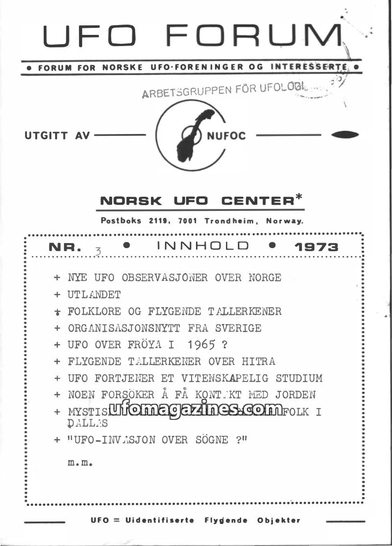 Cover of UFO Forum issue 3: UFO FORUM