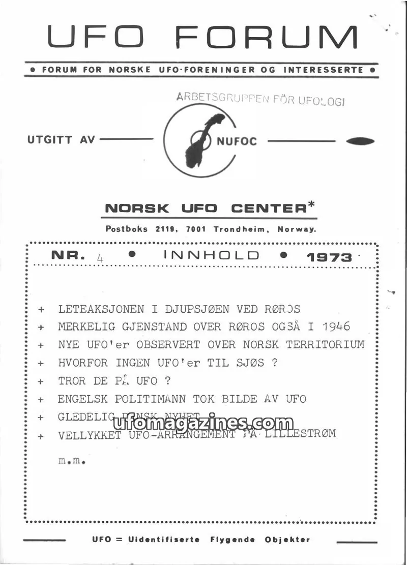 Cover of UFO Forum issue 4: UFO FORUM