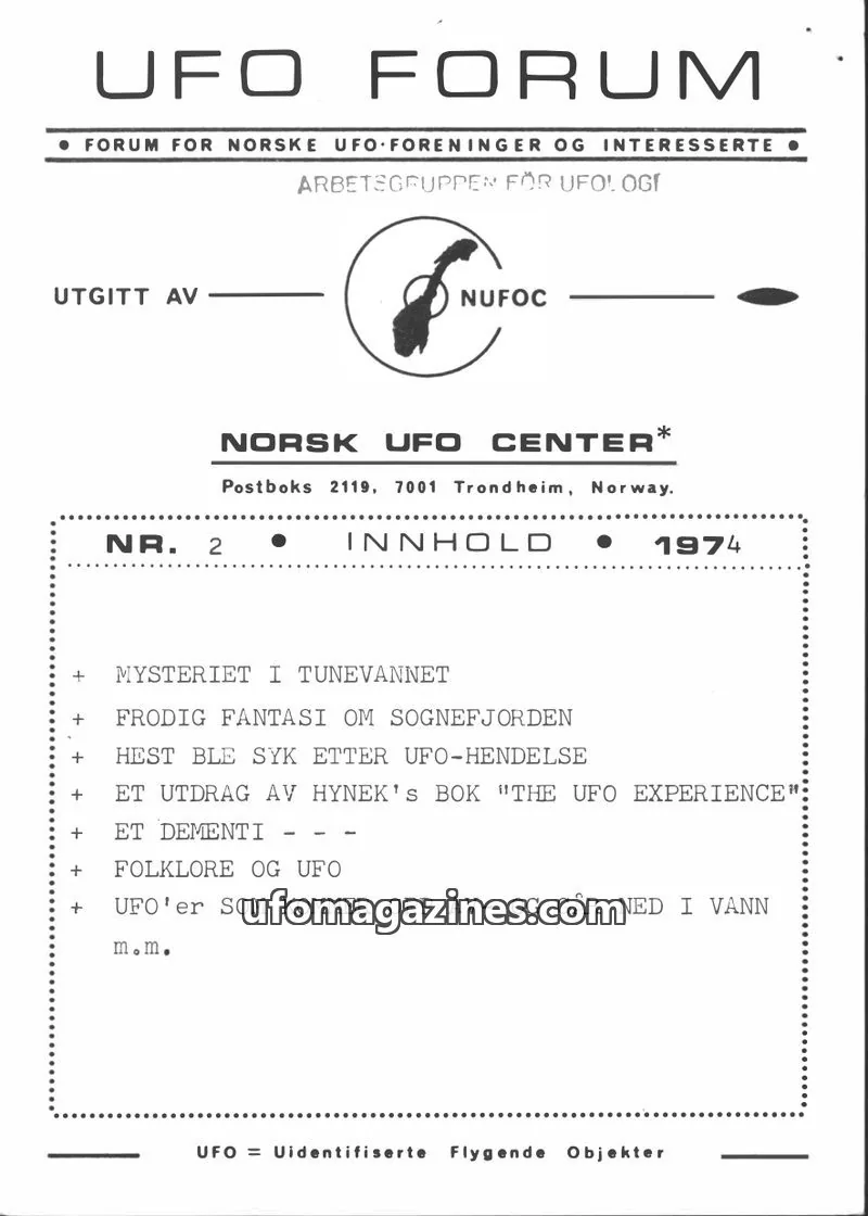 Cover of UFO Forum issue 2: UFO FORUM