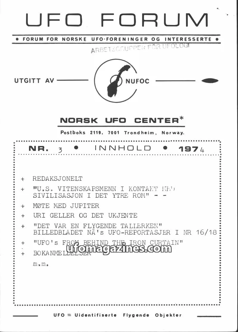 Cover of UFO Forum issue 3: UFO FORUM