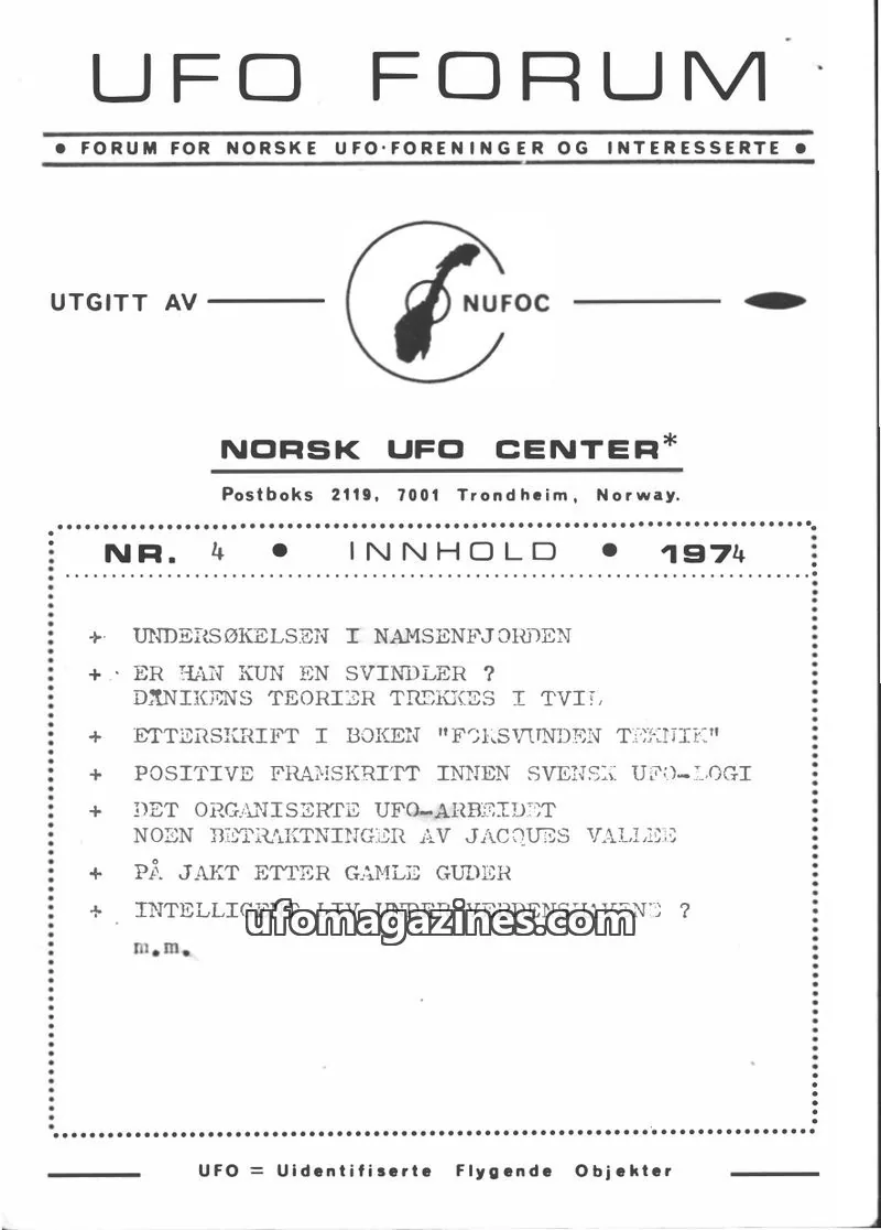 Cover of UFO Forum issue 4: UFO FORUM