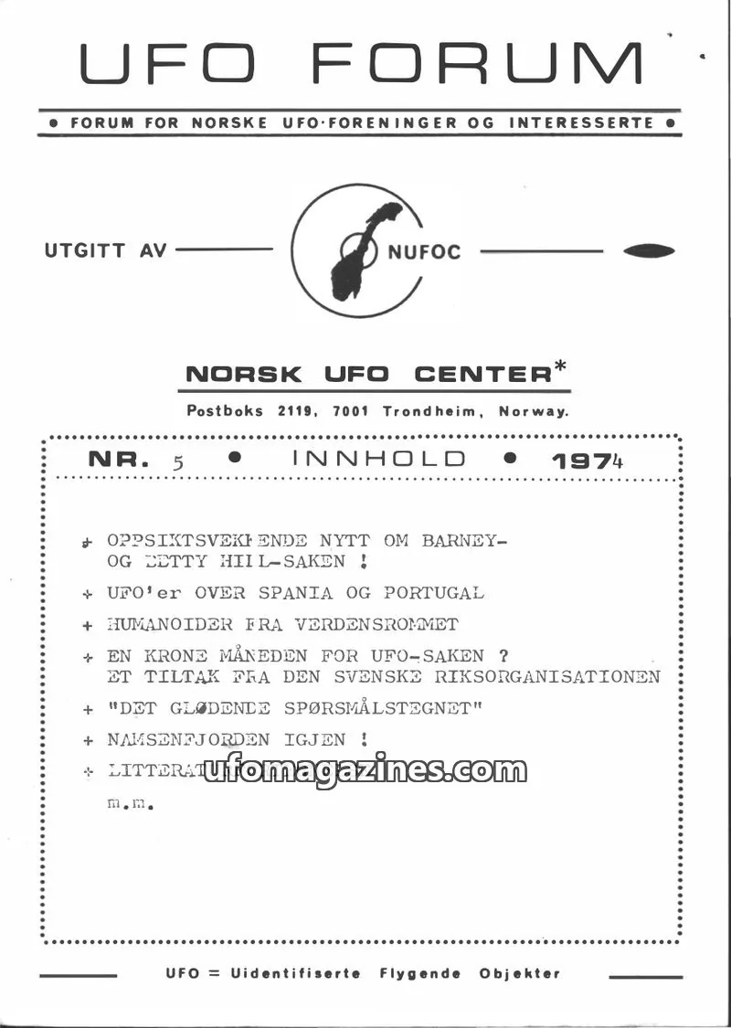 Cover of UFO Forum issue 5: UFO FORUM