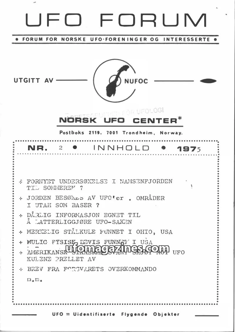 Cover of UFO Forum issue 2: UFO FORUM