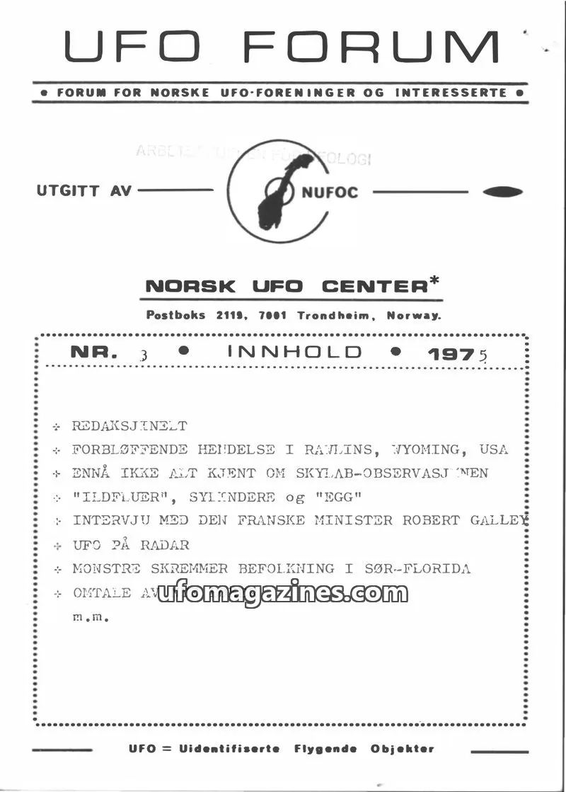 Cover of UFO Forum issue 3: UFO FORUM